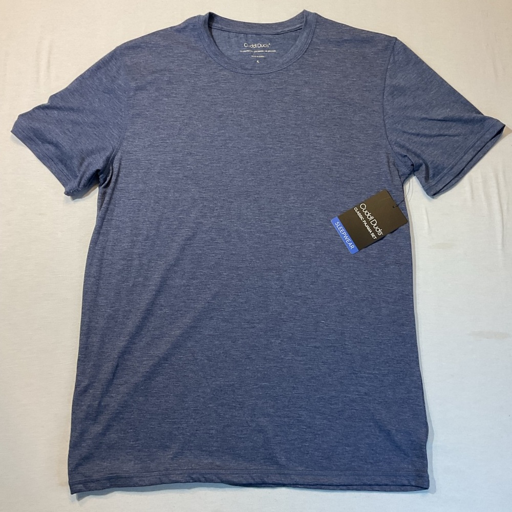 Cuddle Duds NWT Solid Heather Blue T Shirt Size Small Comfort Casual Wicking